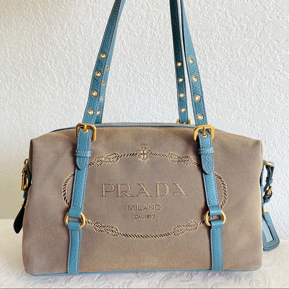 Prada logo canvas bag